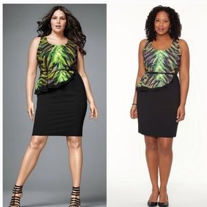 LB 1/2 Peplum Belted Tropical Print Dress